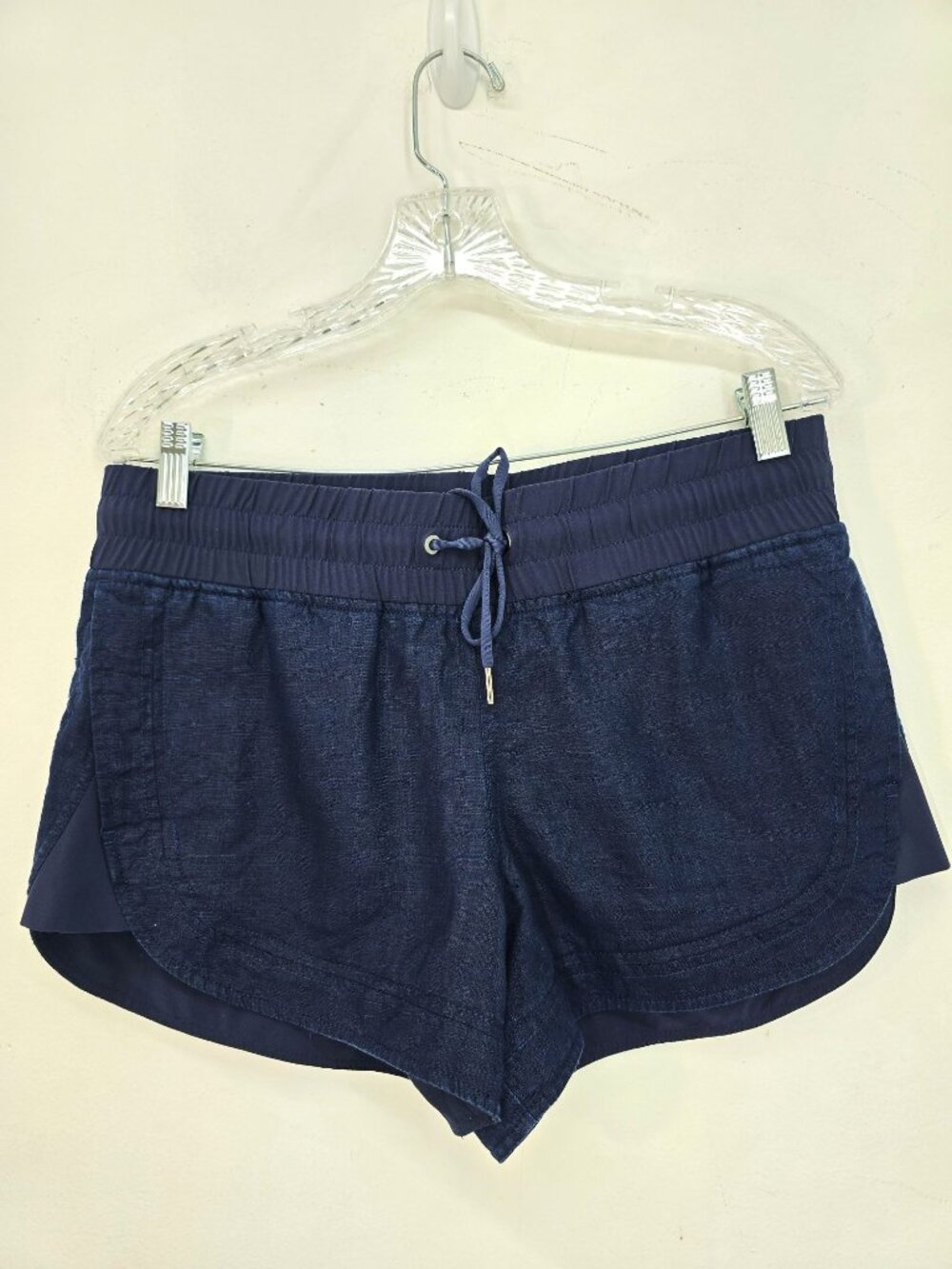Athleta Navy Blue Linen Cabo Linen 3.5" Inseam Shorts Women Size 8